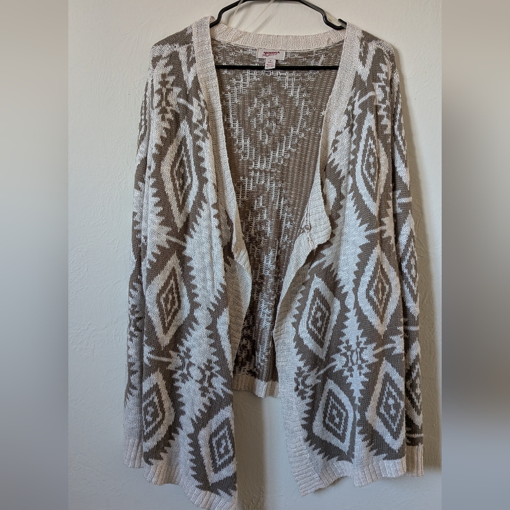 Arizona Jean Co Open Front Patterned Cardigan Sweater
